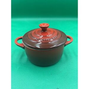Le Creuset 8 oz Petite Round Casserole 4" Mini Cocotte Cerise Red Baking Dish